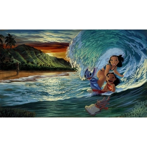 Walfrido Garcia Morning Surf From Lilo and Stitch Hand-Embellished Giclee on Canvas