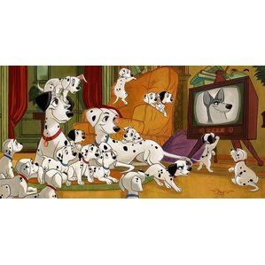 Tim Rogerson Movie Night From One Hundred and One Dalmatians Gallery Wrapped Giclee On Canvas