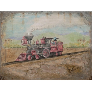 Trevor Mezak Exploring The Old West Mickey's Train Hand-Embellished Giclee on Canvas