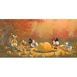 Rob Kaz  Picking the Perfect Pumpkin Hand-Embellished Giclee on Canvas