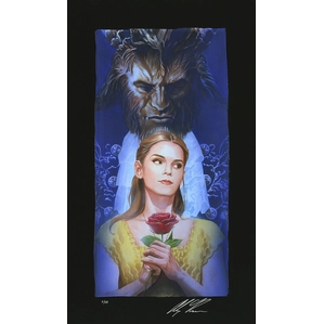 Alex Ross Disney La Belle Et La Bete Chiarograph on Black Paper From Beauty and The Beast 