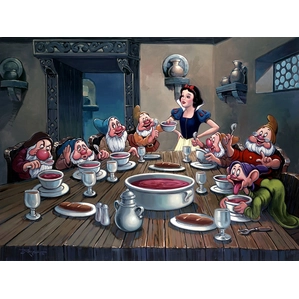 Rodel Gonzalez Soup for Seven From Snow White and the Seven Dwarfs Hand-Embellished Giclee on Canvas