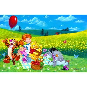 Tim Rogerson Summer Picnic From Winnie The Pooh Hand-Embellished Giclee on Canvas