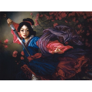 Heather Edwards The Elegant Warrior Premiere Edition From Mulan Hand-Embellished Giclee on Canvas