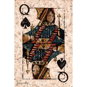 Trevor Mezak Queen of Spades Hand-Embellished Giclee on Canvas