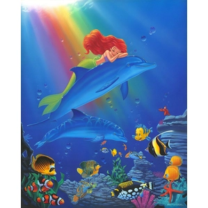 Manuel Hernandez Underwater Dreams - From Disney The Little Mermaid Hand-Embellished on Canvas