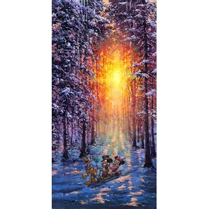 Rodel Gonzalez Winter Sleigh Ride Hand-Embellished Giclee on Canvas