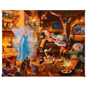 Thomas Kinkade Disney Geppetto's Pinocchio Giclee On Canvas