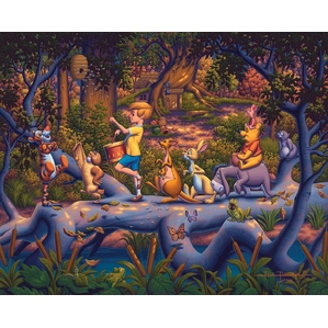 Thomas Kinkade Disney Winnie the Pooh - A Heroes Parade Giclee On Canvas