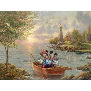 Thomas Kinkade Disney Mickey And Minnie – Lighthouse Cove Giclee On Canvas