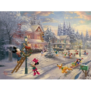 Thomas Kinkade Disney Mickey’s Victorian Christmas Giclee On Canvas