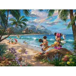 Thomas Kinkade Disney Mickey & Minnie in Hawaii Giclee On Canvas