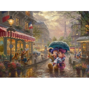 Thomas Kinkade Disney Mickey & Minnie In Paris Giclee On Canvas