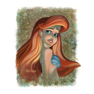 Mike Peraza Princess Ariel Daughter Of Triton Water Color On Gouache Paper