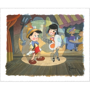 Toby Bluth Ooh La La - From Pinocchio Hand Deckled Giclee On Paper