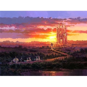 Rodel Gonzalez Castle At Sunset Hand-Embellished Giclee on Canvas