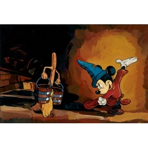 Jim Salvati The Sorcerers Apprentice - From Disney Fantasia Hand-Embellished Giclee on Canvas