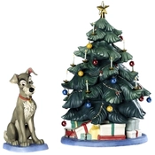 Disney Fine Art - Lady And The Tramp Tramp And Tree At Home For Christmas By WDCC Disney Classics