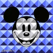 Disney Fine Art - 8 Bit-Block Mickey Blue By Tennessee Loveless