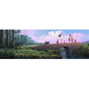 Disney Fine Art - Over the Stone Bridge - From Disney Movie Winnie the Pooh By Rodel Gonzalez