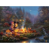 Disney Fine Art - Mickey and Minnie - Sweetheart Campfire By Thomas Kinkade Disney