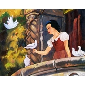 Disney Fine Art - Snow White On The Balcony By Jim Salvati